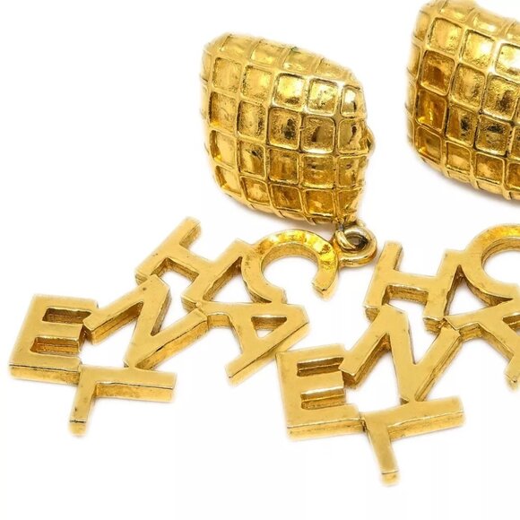 Chanel Gold Dangle Earrings Clip-On - Picture 2 of 4